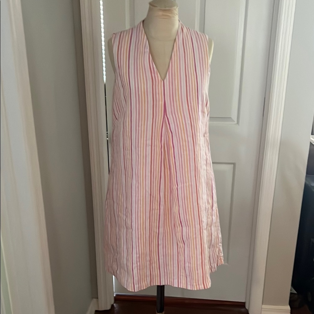 Tommy Bahama Pink, white and orange linen sleeveless Sundress